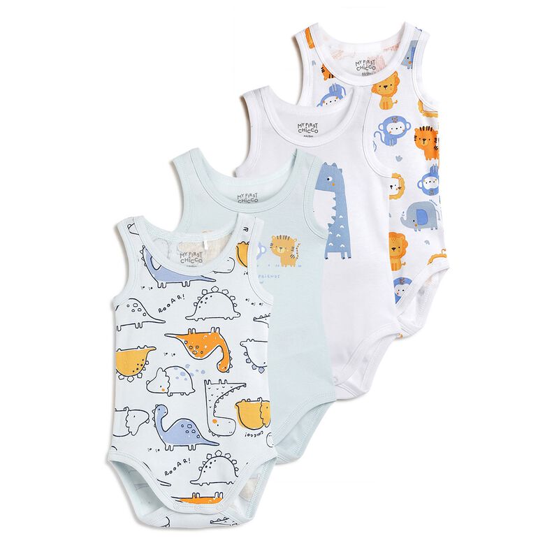 Infants Multicolor Printed Sleeveless Bodysuit (Pack Of 4) image number 0